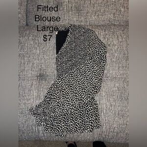 She and Sky Black and White Polka Dot Blouse